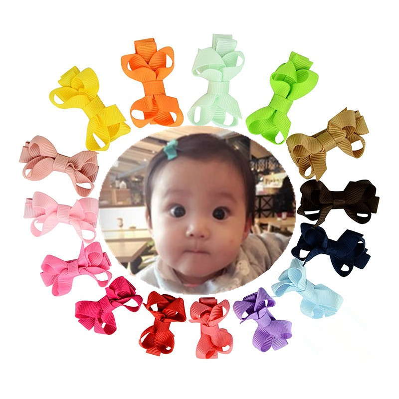 40 Pcs 2" Girls Grosgrain Ribbon Boutique Hair Bows Clip For Girls Toddlers