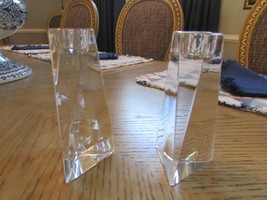 PAIR OF VILLEROY &amp; BOCH GLASS TAPER CANDLESTICK HOLDERS PRISM CLEAR ART ... - $28.66
