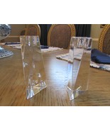 PAIR OF VILLEROY &amp; BOCH GLASS TAPER CANDLESTICK HOLDERS PRISM CLEAR ART ... - $28.66
