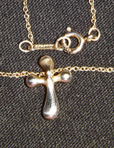 Tiffany, Elsa Peretti Sterling Silver &quot;Cross&quot; Pendant and Chain, Marked PERETTI - £78.68 GBP