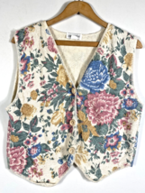 Vintage Knit Sweater Vest Floral Wood Buttons Grandmacore Cottagecore 80... - $1,114.69 MXN