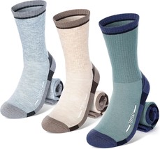 Wool Hiking Socks For Men - Women Lightweight Crew Merino Wool Socks, 4 Pack - £25.42 GBP