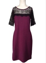 Ann Taylor Knit Sweater Shift Dress Size S Wool Blend Lace Sleeves Stretch  - £22.20 GBP