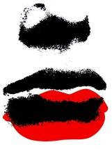 1973.REd and black lipstick woman&#39;s sexy smear 18x24 Poster.Home interior design - £22.49 GBP