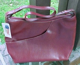 NWT Maxx New York Dark Red Pebble Leather Shoulder Hobo Bag - £59.61 GBP