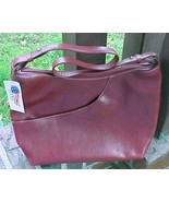NWT Maxx New York Dark Red Pebble Leather Shoulder Hobo Bag - £58.97 GBP