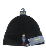 Polo Ralph Lauren RL Embroidered Denim Bear Beanie Cap One Size Black NEW - $44.95