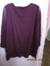 Conrad Burgundy Top/Blouse/Shirt with Lace Embroidery, Large (XL) - $12.00