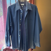 Men&#39;s XL 17.5 34/35 BLUE Van Heusen POPLIN Long Sleeve Shirt Wrinkle Free - $318.69 MXN