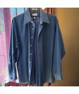 Men&#39;s XL 17.5 34/35 BLUE Van Heusen POPLIN Long Sleeve Shirt Wrinkle Free - $23.25 CAD