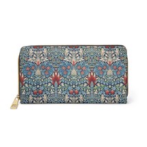 Blue Zipper Wallet Art Nouveau Floral Pattern Snakeshead By William Morris - $29.95