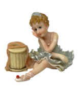 Vintage Resin Seated Ballerina Dancer Figurine Blue Tutu Rose Accent 4&quot; ... - €12,88 EUR
