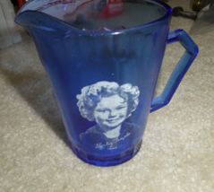 Vintage Blue Cobalt Glass Shirley Temple Handled Creamer Small Pitcher - $17.82