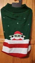 Star Wars Mandalorian Yoda XL Pet Dog Christmas Sweater Green with Red&amp;White - £15.54 GBP