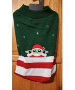 Star Wars Mandalorian Yoda XL Pet Dog Christmas Sweater Green with Red&amp;W... - £15.55 GBP