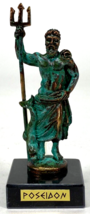 Poseidon Greek God of Sea w Trident Statue Handmade Solid Bronze/Brass?  4&quot; - $18.70