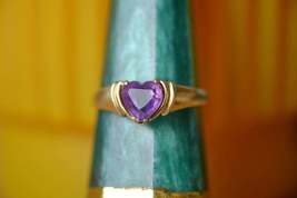 1.50Ct Heart Cut Amethyst Solitaire Wedding Ring For Gift 14k Yellow Gold Over - £80.65 GBP