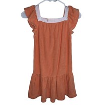 JANIE AND JACK TERRY SWIM COVERUP CORAL ORANGE GIRLS SIZE 7 DRESS RUFFLE... - $9.78