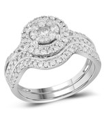 14kt White Gold Round Diamond Bridal Wedding Engagement Ring Band Set 7/... - £1,198.23 GBP