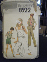 Simplicity 8522 Unlined Jacket, Top, Culottes, Pants or Shorts Pattern - Size 12 - $9.51