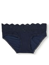 No Boundaries Women&#39;s Micro &amp; Lace Bikini Panties Shirred Back SMALL (5) Blue Ge - £7.87 GBP