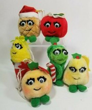 6 Yumkins Plush VTG Ornaments Veggie Fruit Christmas Ornament Set - £15.18 GBP