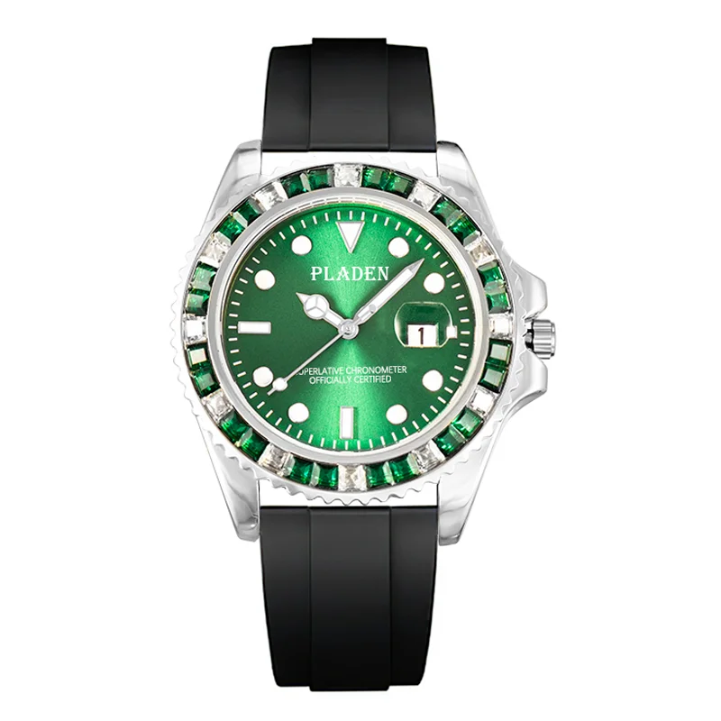 Luxury Men Watches Top Brand Green Gem Decoration Quartz Clock Luminous ... - £55.27 GBP