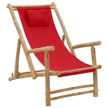 Deck Chair Bamboo and Canvas Red - £38.96 GBP