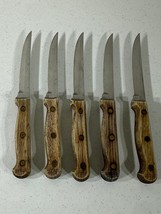 Vintage Set of 5 Wood Handle Steak Knives Japan - £15.55 GBP
