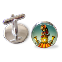 Monkey cufflinks handmade artwork set into 16mm round silver plated cufflinks - £12.23 GBP