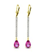 Galaxy Gold GG, 14K Solid Yellow Gold, Natural Pink Topaz Earrings for W... - $991.08