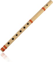 Genuine Indian 14-Inch Wooden Bamboo Flute In The Key Of &quot;B&quot; Fipple Bansuri - £29.26 GBP