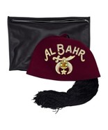 Vtg Al Bahr Shriners Fez Hat Jeweled w/ Zippered Bag 7 3/8&quot; Masonic Memo... - £31.49 GBP