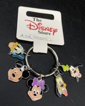 Goofy Pluto Micky Minnie Donald Disney 5 Key Chain Charms Disney Store Vintage - £23.73 GBP