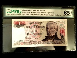 Argentina 10 Pesos 1983 Banknote World Paper Money UNC Currency - PMG Certifi... - $45.00