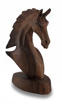 Zeckos Right Facing 9 Inch Mahogany Horse Head Bust Wooden Statue - £15.63 GBP