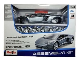 Maisto Assembly Line Lamborghini Aventador Coupe 1/24 Die-Cast Metal Dark Grey - £27.92 GBP