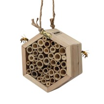Wooden Insect Bee Bug House Hexagonal Natural Eco-Friendly Wood Insect Hotel - £13.76 GBP