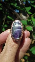 Electroformed copper   Chevron amethyst ring   Dogtheeth amethyst jewelry - $34.29