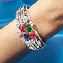E bold cuff bangle for women wedding bagutte cut cubic zircon crystal cz dubai bracelet thumb200
