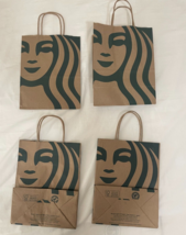 Starbucks Set of 4 Reusable Recycled Brown Pape Shopping Lunch Gift Bags... - $4.75