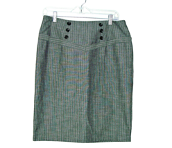 AGB Womens Pencil Stretch Skirt Sz 8 Gray Pin Striped Zip Closure Buttons Macy&#39;s - £21.70 GBP