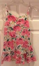 Cami Shirt Pink Floral Cato Brand Elastic Back Pink Bow In Front Girls Sz XL 16 - £9.58 GBP