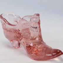 Vintage Fenton Pink Glass Shoe with Roses Fenton Logo - $16.65