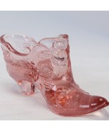 Vintage Fenton Pink Glass Shoe with Roses Fenton Logo - £13.10 GBP