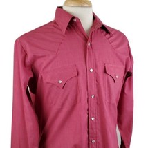 Sheplers Western Pearl Snap Long Sleeve Shirt 15.5 /32 Maroon Cowboy Rod... - $17.99
