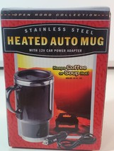 Car Mug Stainless Steel Heated Auto Mug Coffee/Soup Warmer 12v Car Adapter - $9.89