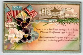 Memorial Decoration Day Postcard Flowers Flags Brave Never Die John Winsch Back - £11.17 GBP