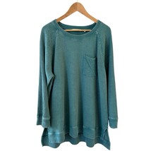 Soft Surroundings Autumn Waffle Tunic Top Womens 3X Teal Bohemian Comfy ... - $29.99