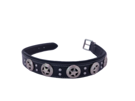 Shwaan Leather Dog Collar studded with star and crystals, For small Size Dogs - £37.13 GBP